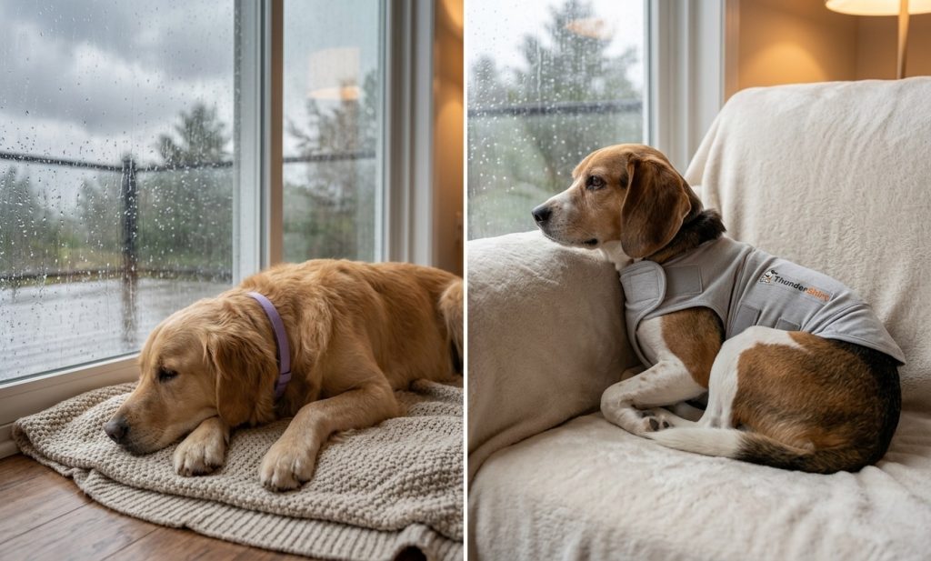 Pheromone Collar Vs Thunder Shirt For Storm Anxiety